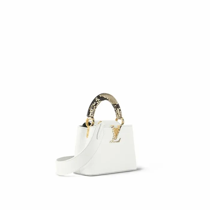 Louis Vuitton N98477 Capucines Mini Python Snow White 8211 Louis Vuitton Handbag Store Women Louis Vuitton Capucines Bag