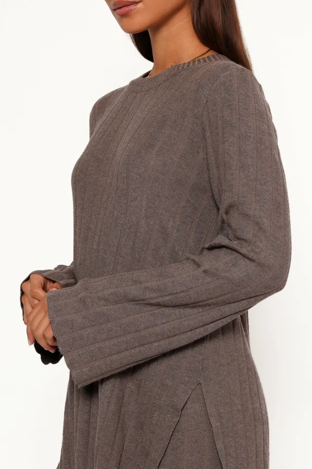 Loungewear Silvie Long Sleeve Knitted Set Charcoal Grey Petal and Pup Women