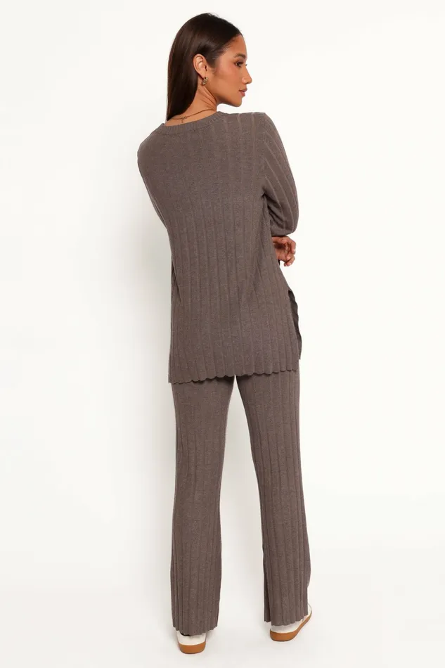 Loungewear Silvie Long Sleeve Knitted Set Charcoal Grey Petal and Pup Women