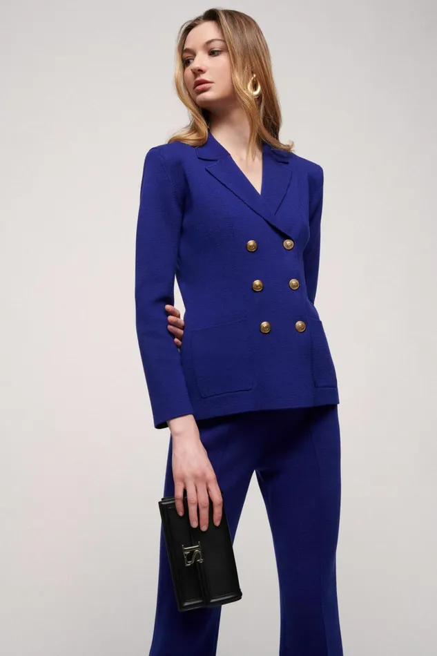 Luisa Spagnoli Jackets and Blazers Women Metallo Bluette Luisa Spagnoli Jackets and Blazers Women Metallo Bluette