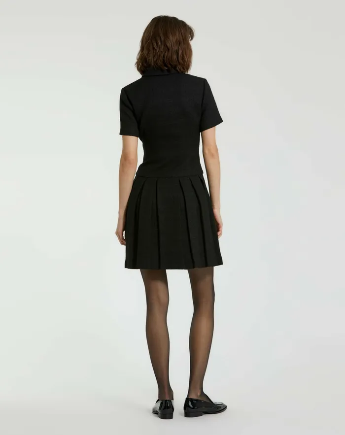 Mac Duggal Every Day Dresses Women Tweed Short Sleeve Blazer Mini Dress Black