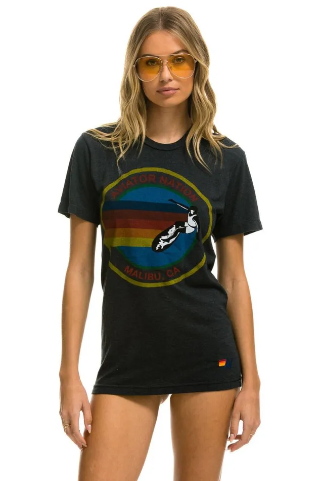 Malibu Crew Tee Shirt 8211 Charcoal WomenMen Aviator Nation Tees
