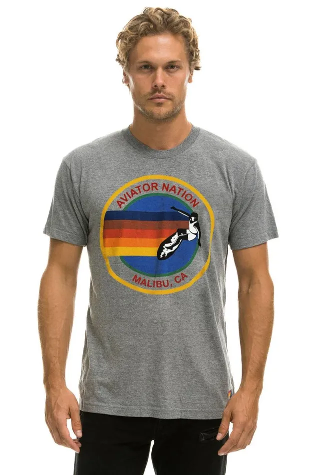 Malibu Crew Tee Shirt 8211 Heather Grey WomenMen Aviator Nation Tees