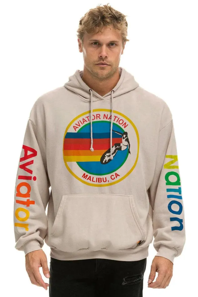 Malibu Relaxed Pullover Hoodie 8211 Sand WomenMen Aviator Nation Hoodies
