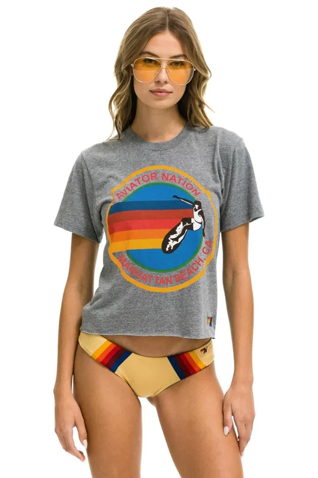 Manhattan Beach Boyfriend Tee 8211 Heather Women Aviator Nation Tees