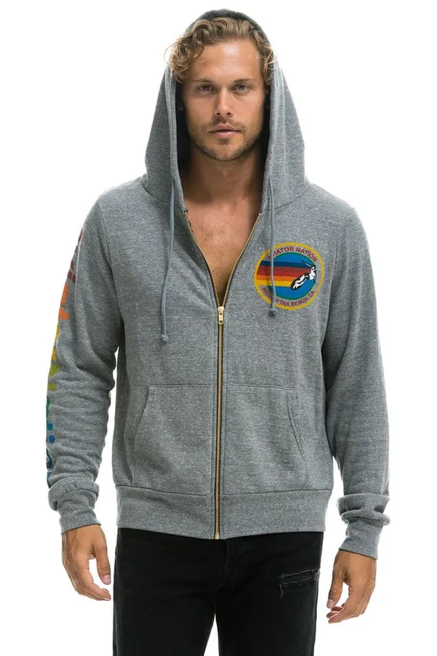 Manhattan Beach Hoodie 8211 Heather Grey WomenMen Aviator Nation Hoodies