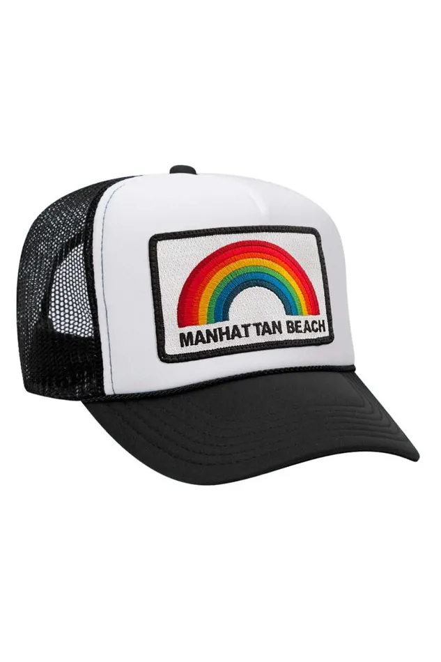Manhattan Beach Rainbow Trucker Hat WomenMen Aviator Nation Trucker Hats