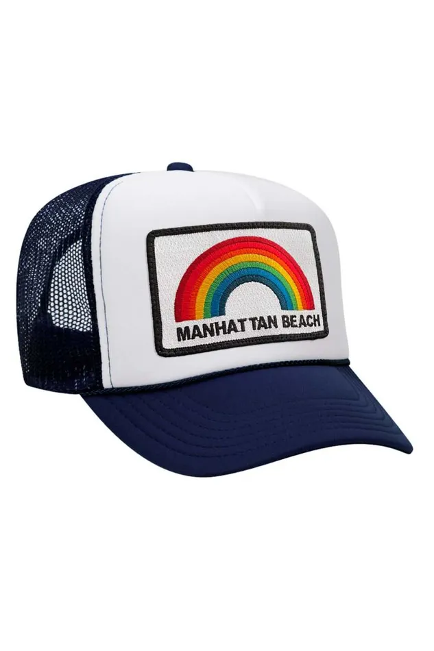Manhattan Beach Rainbow Trucker Hat WomenMen Aviator Nation Trucker Hats