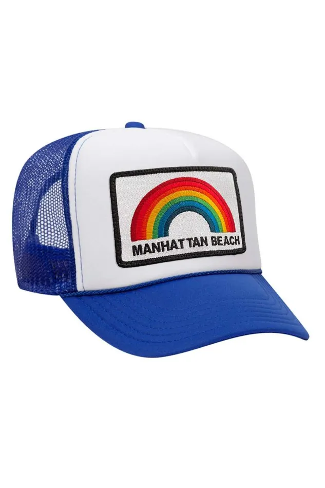 Manhattan Beach Rainbow Trucker Hat WomenMen Aviator Nation Trucker Hats
