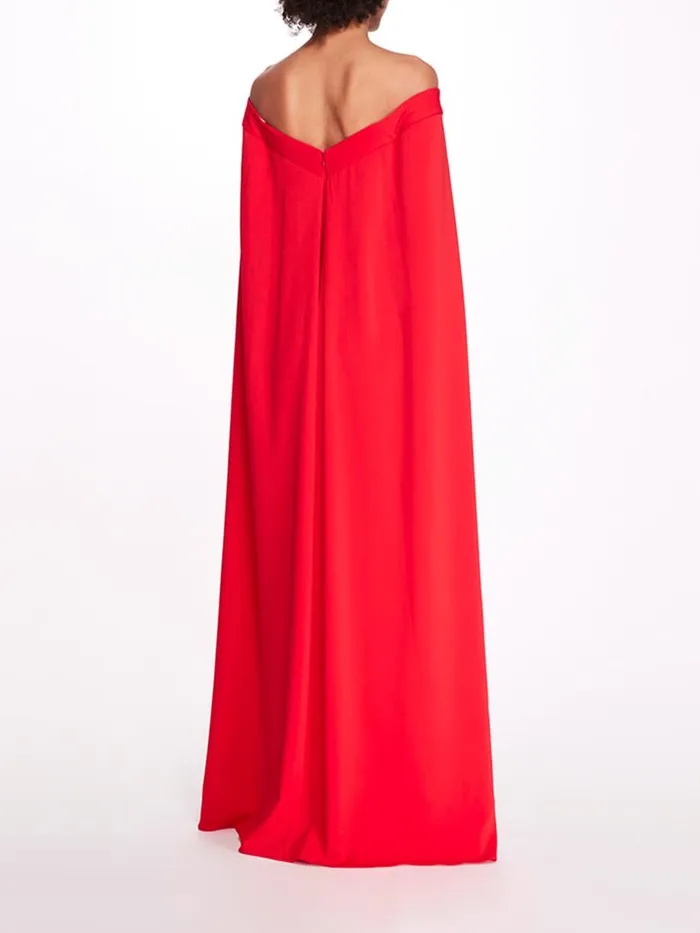 Marchesa Gowns Off Shoulder Caped Column Gown Red 8211 Women