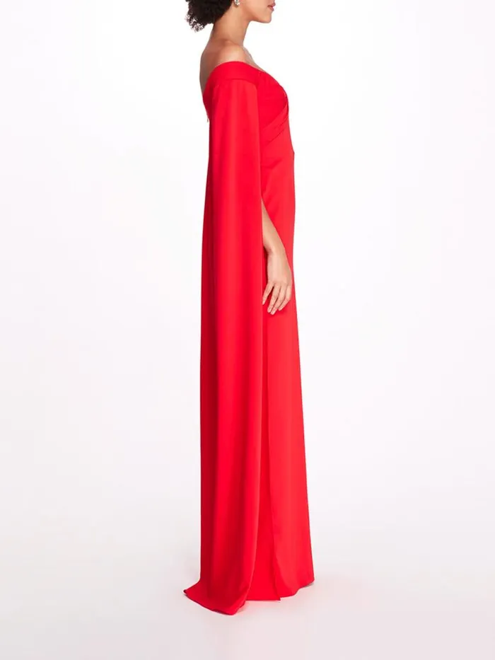 Marchesa Gowns Off Shoulder Caped Column Gown Red 8211 Women