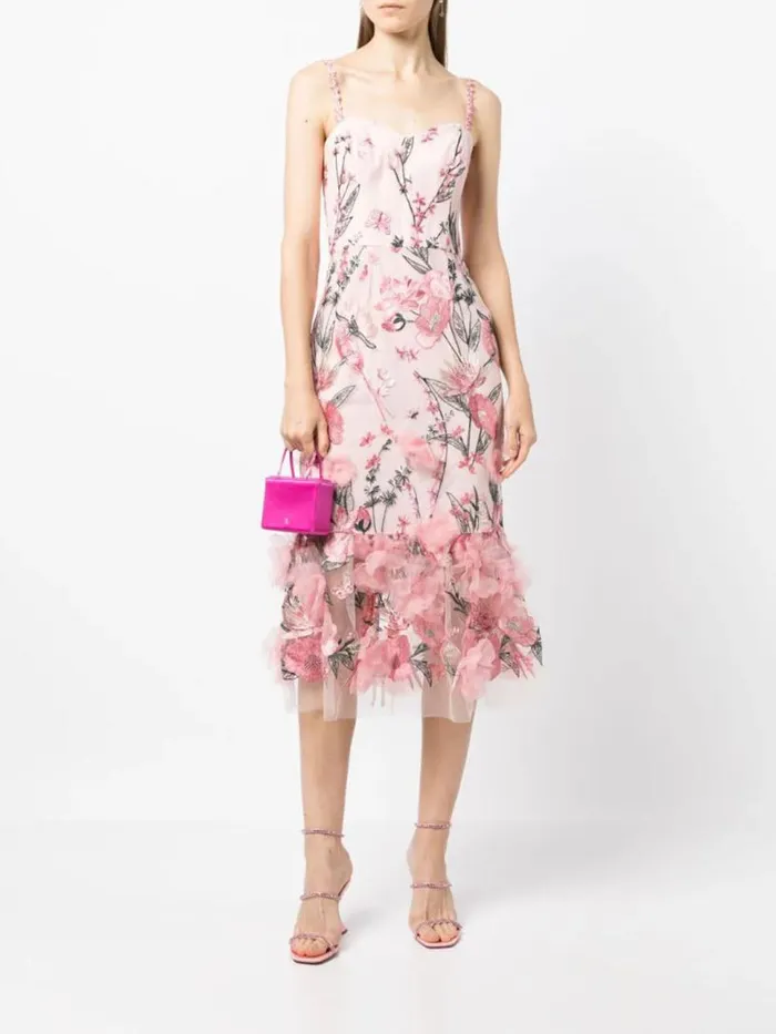 Marchesa Marchesa Notte Butterfly Murmuring Midi Dress Dusty Pink 8211 Women