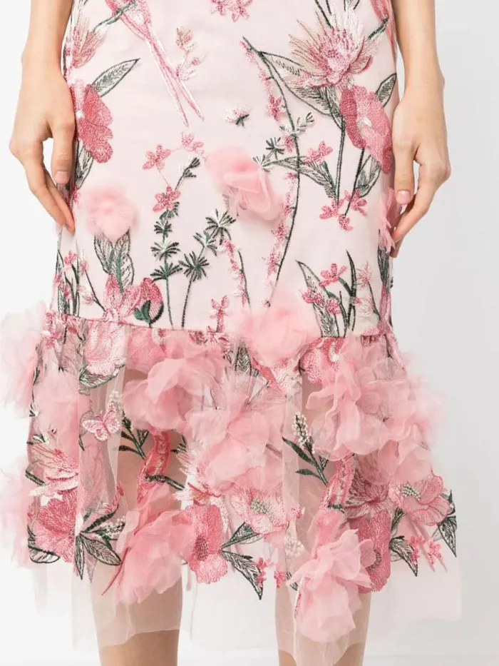 Marchesa Marchesa Notte Butterfly Murmuring Midi Dress Dusty Pink 8211 Women