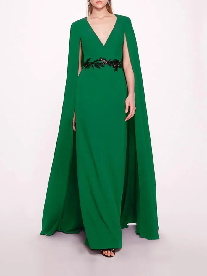 Marchesa Marchesa Notte Embroidered Belt Kaftan Emerald 8211 Women