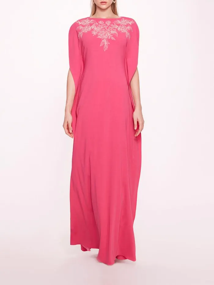 Marchesa Marchesa Notte Embroidered Crepe Kaftan Pink 8211 Women
