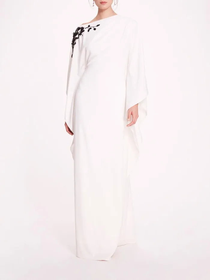 Marchesa Marchesa Notte Embroidered Draped Kaftan White 8211 Women