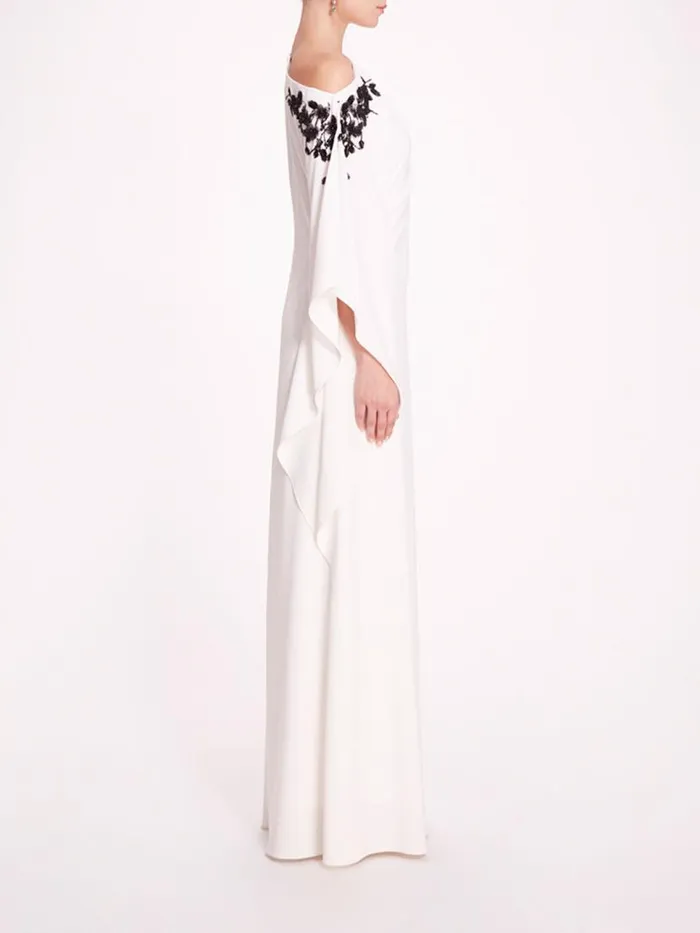 Marchesa Marchesa Notte Embroidered Draped Kaftan White 8211 Women