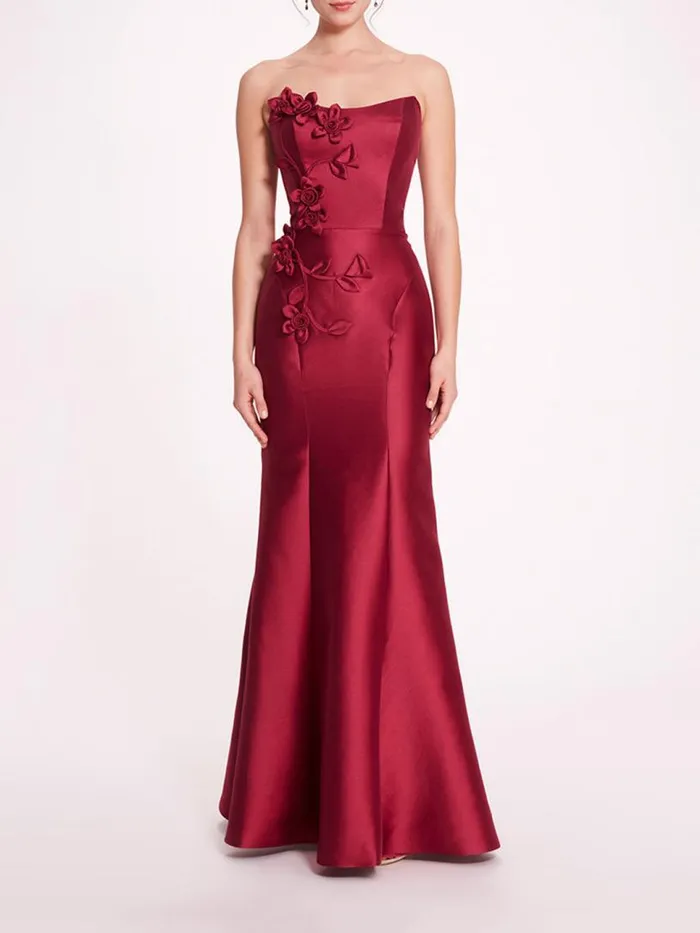 Marchesa Marchesa Notte Floral Mikado Gown Eggplant 8211 Women