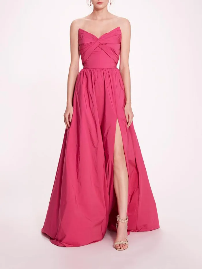 Marchesa Marchesa Notte Pleated Taffeta Gown Winter Berry 8211 Women