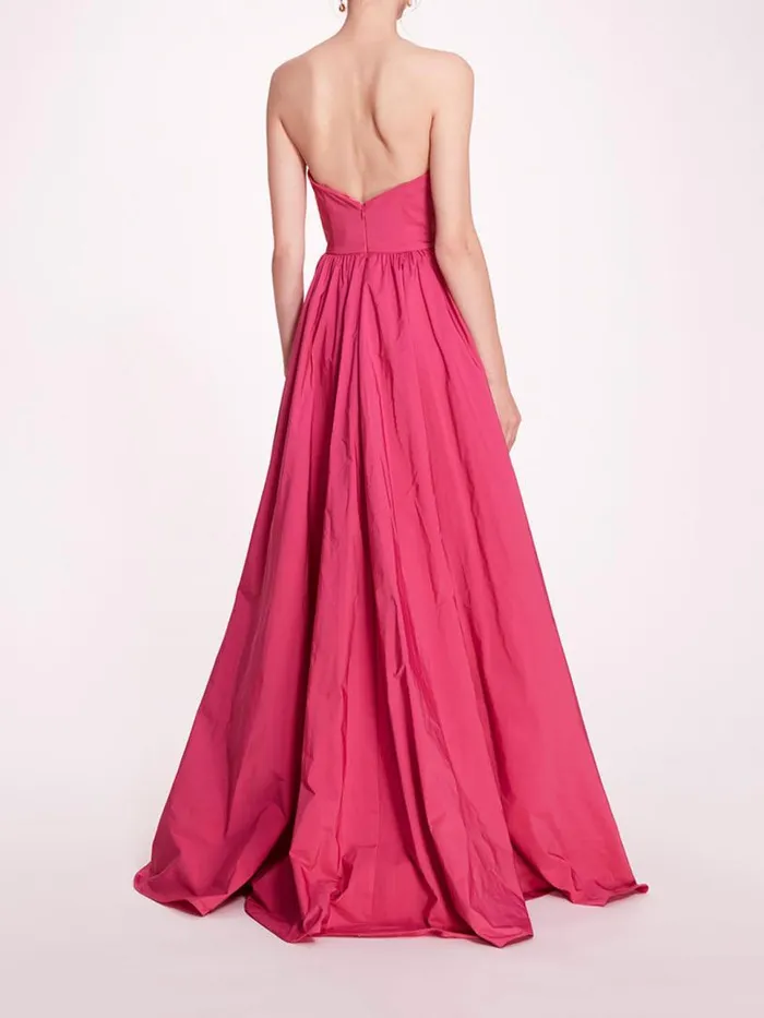Marchesa Marchesa Notte Pleated Taffeta Gown Winter Berry 8211 Women