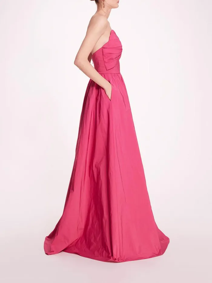 Marchesa Marchesa Notte Pleated Taffeta Gown Winter Berry 8211 Women