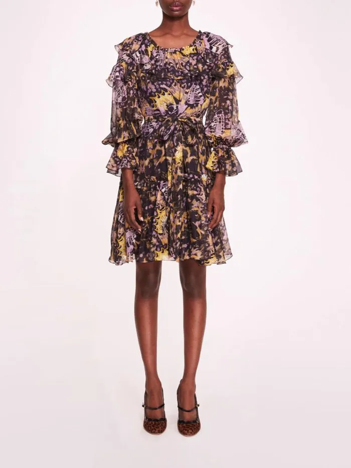 Marchesa Marchesa Rosa Monarch Mini Dress Purple Multi 8211 Women