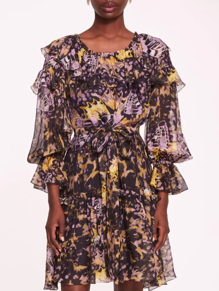 Marchesa Marchesa Rosa Monarch Mini Dress Purple Multi 8211 Women