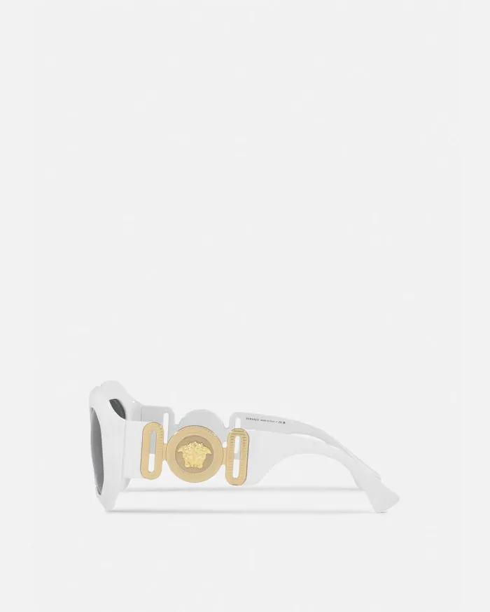 Maxi Medusa Biggie Squared Sunglasses White Women Versace Sunglasses
