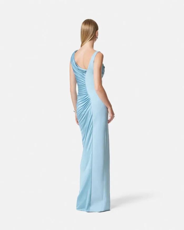 Medusa 03995 Draped Gown Light Blue Women Versace Dresses