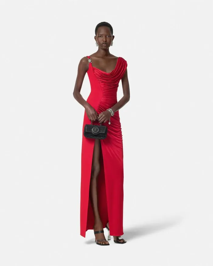 Medusa 03995 Draped Gown Red Women Versace Dresses