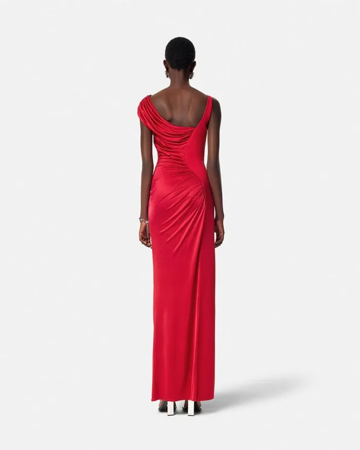 Medusa 03995 Draped Gown Red Women Versace Dresses