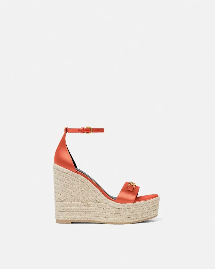 Medusa 03995 Satin Wedge Sandals 120 Mm Coral Women Versace Sandals