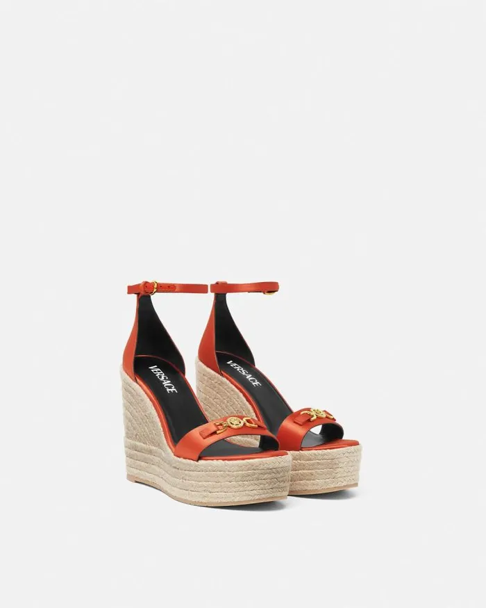 Medusa 03995 Satin Wedge Sandals 120 Mm Coral Women Versace Sandals