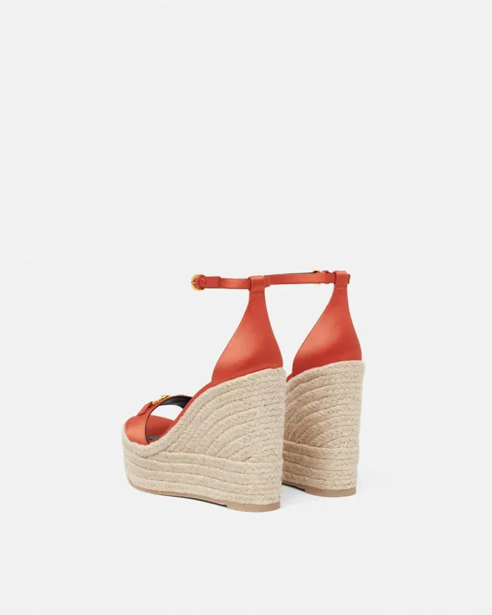 Medusa 03995 Satin Wedge Sandals 120 Mm Coral Women Versace Sandals