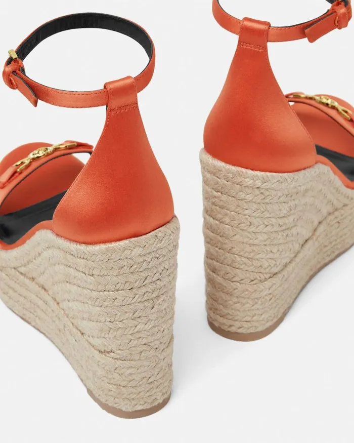 Medusa 03995 Satin Wedge Sandals 120 Mm Coral Women Versace Sandals