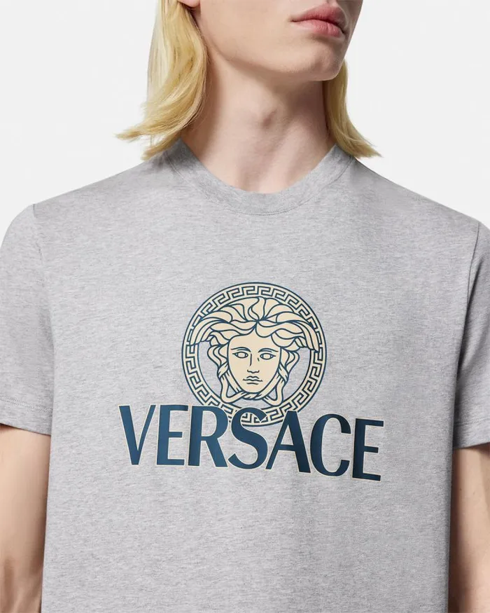 Medusa Logo TShirt Gray Men Versace TShirts and Polos