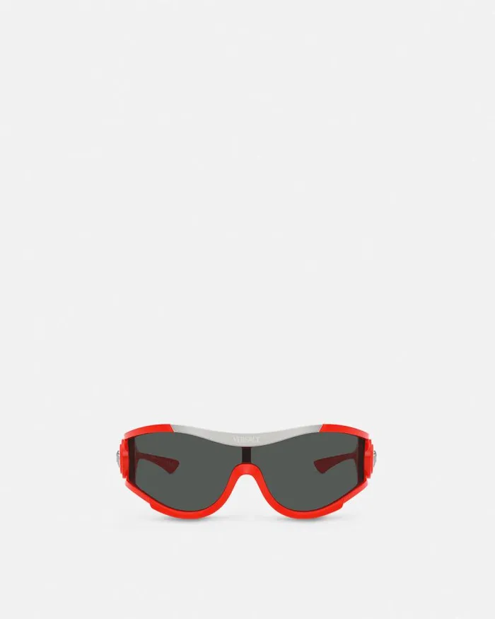 Medusa Medallion Shield Sunglasses Red WomenMen Versace Sunglasses