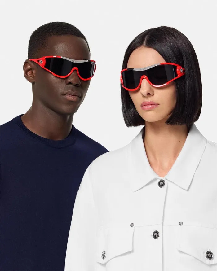 Medusa Medallion Shield Sunglasses Red WomenMen Versace Sunglasses