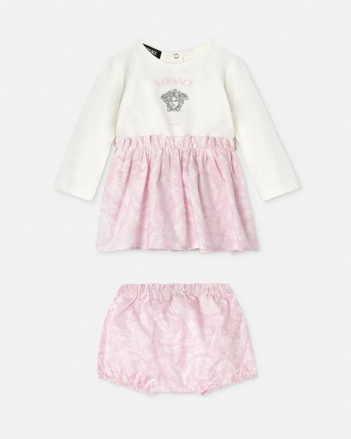 Medusa Milano Baby Dress Set Light Pink Children Versace Clothing