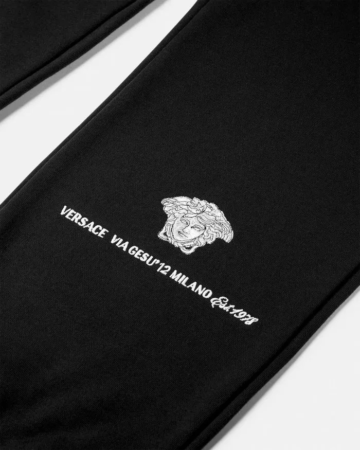Medusa Milano Sweatpants Black Men Versace Pants and Shorts