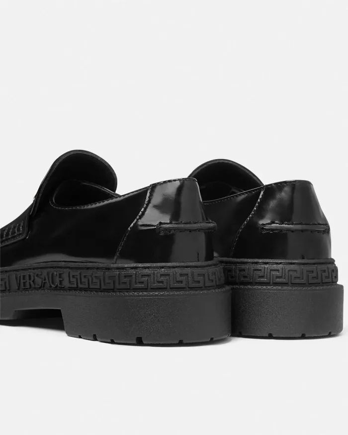 Medusa Patent Kids Loafers Blacksilver Children Versace Shoes