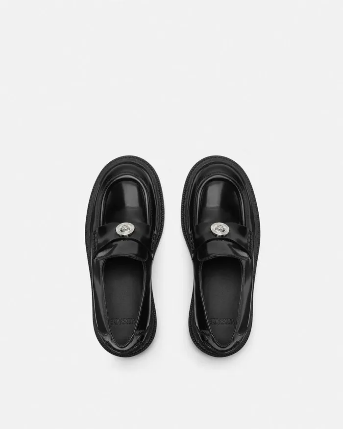 Medusa Patent Kids Loafers Blacksilver Children Versace Shoes