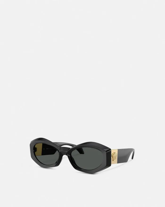 Medusa Plaque Geometric Sunglasses Blackgold Women Versace Sunglasses
