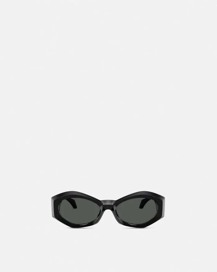 Medusa Plaque Geometric Sunglasses Blackgold Women Versace Sunglasses