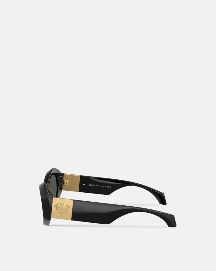 Medusa Plaque Geometric Sunglasses Blackgold Women Versace Sunglasses