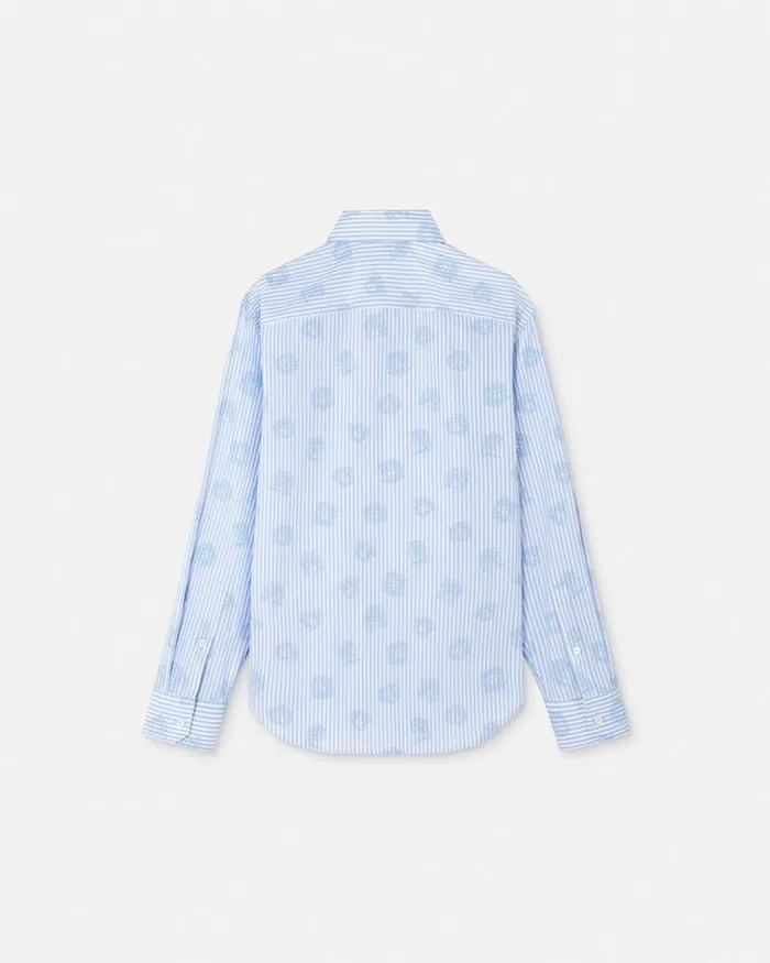 Medusa Striped Shirt Light Blue Men Versace Shirts