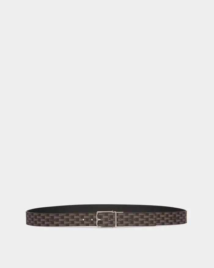 Men Bally Belts Country 35mm Reversible And Adjustable Belt In Black Pennant Motif And Leather Black Men Bally Belts Country 35mm Reversible And Adjustable Belt In Black Pennant Motif And Leather Black