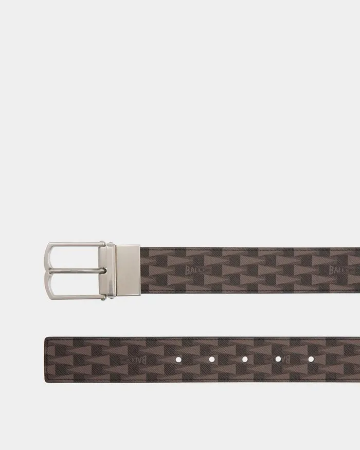 Men Bally Belts Country 35mm Reversible And Adjustable Belt In Black Pennant Motif And Leather Black Men Bally Belts Country 35mm Reversible And Adjustable Belt In Black Pennant Motif And Leather Black