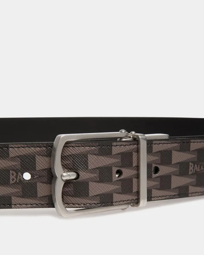 Men Bally Belts Country 35mm Reversible And Adjustable Belt In Black Pennant Motif And Leather Black Men Bally Belts Country 35mm Reversible And Adjustable Belt In Black Pennant Motif And Leather Black