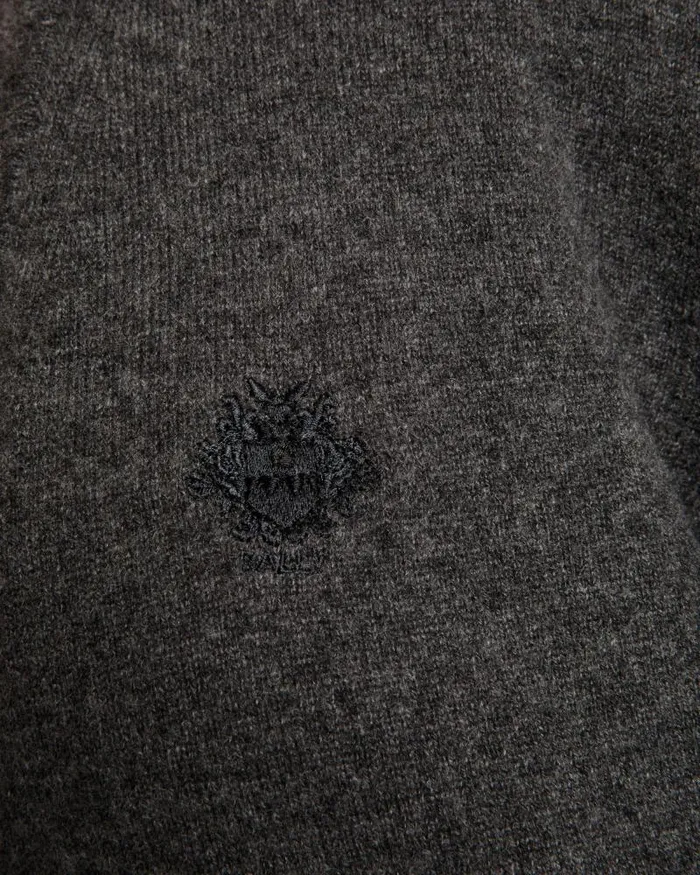 Men Bally Knitwear Cardigan With Bally Crest Logo In Dark Grey Cashmere Grey Men Bally Knitwear Cardigan With Bally Crest Logo In Dark Grey Cashmere Grey
